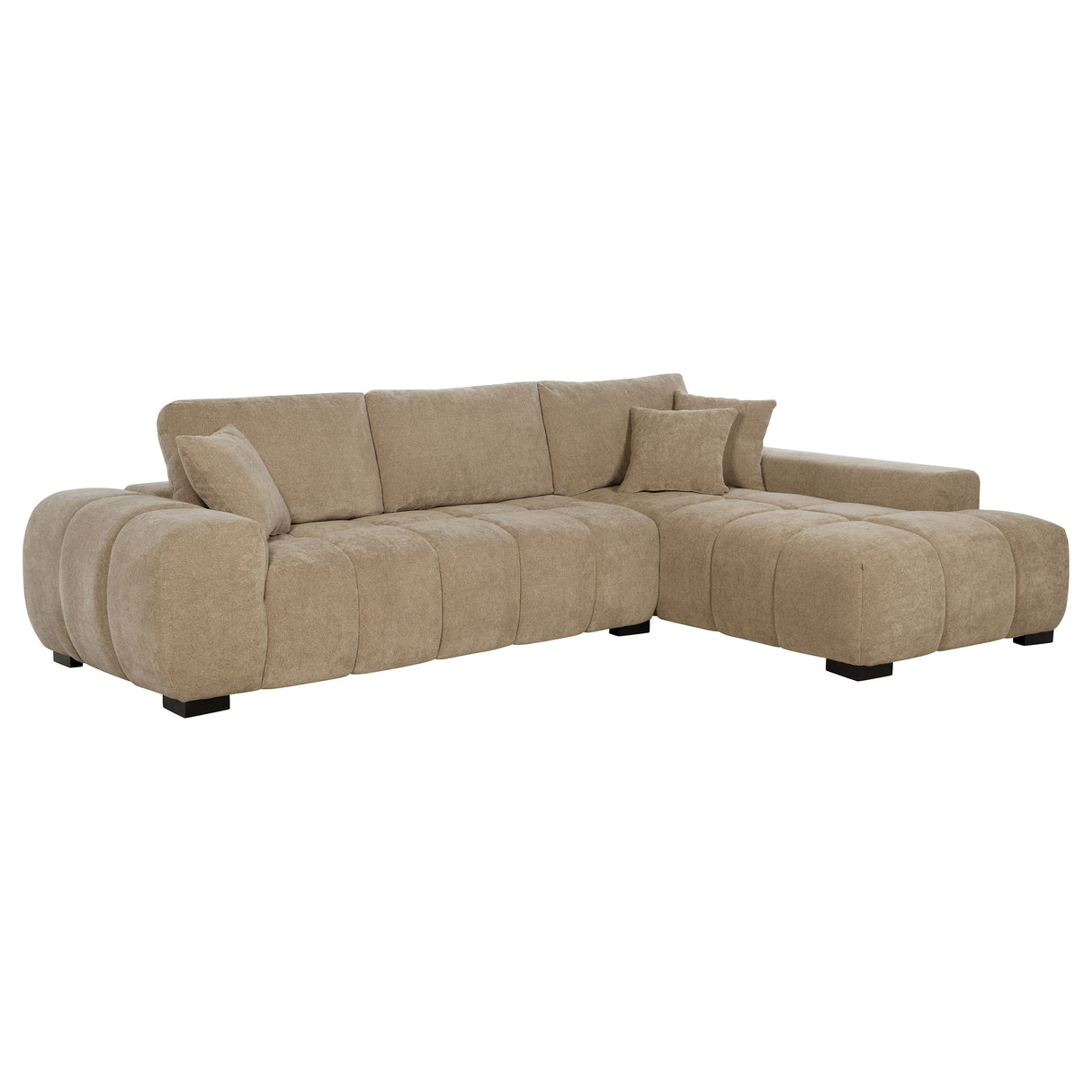 Octavia Upholstered Sectional Chaise Sofa in Camel