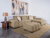 Octavia Upholstered Sectional Chaise Sofa in Camel