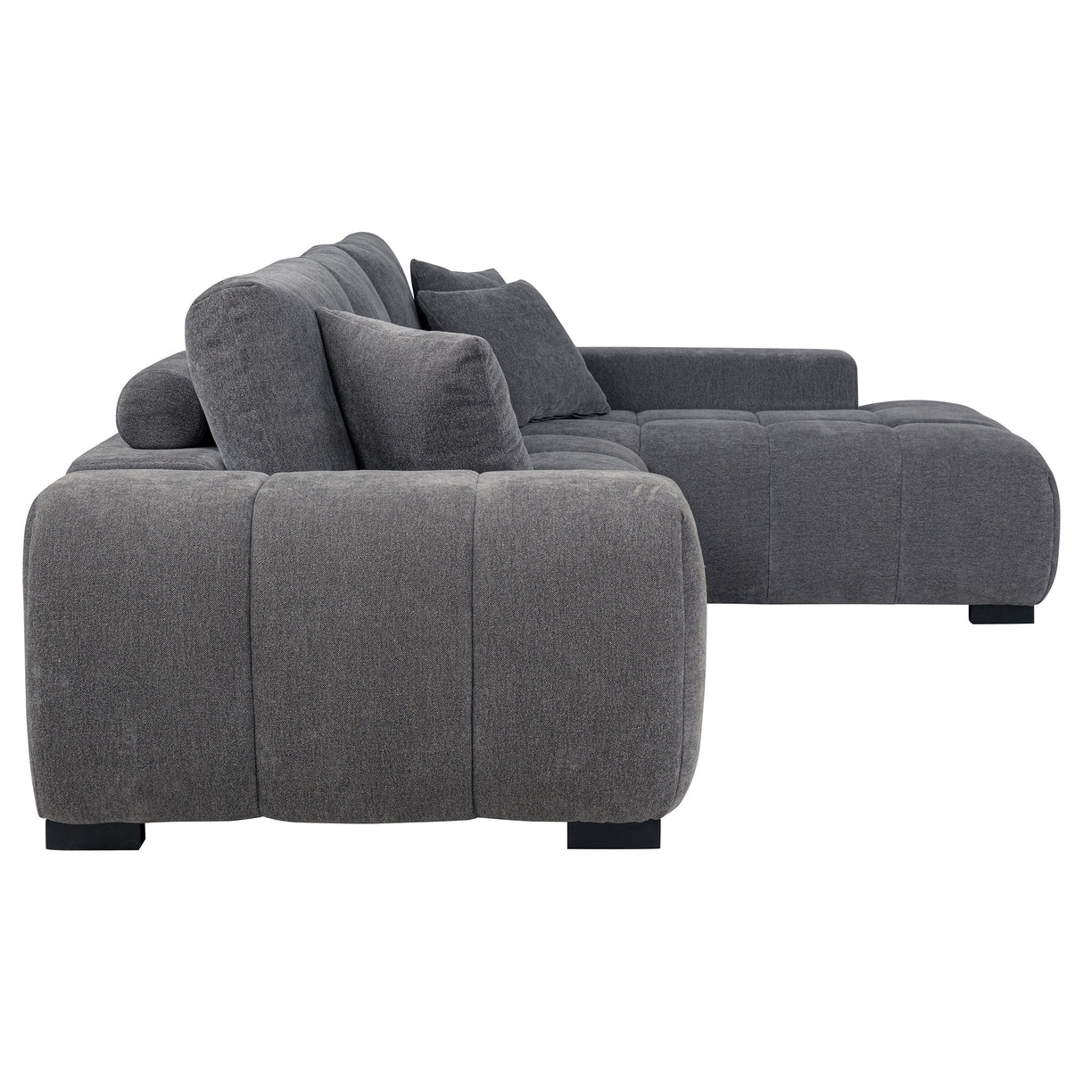 Octavia Upholstered Sectional Chaise Sofa in Charcoal Grey