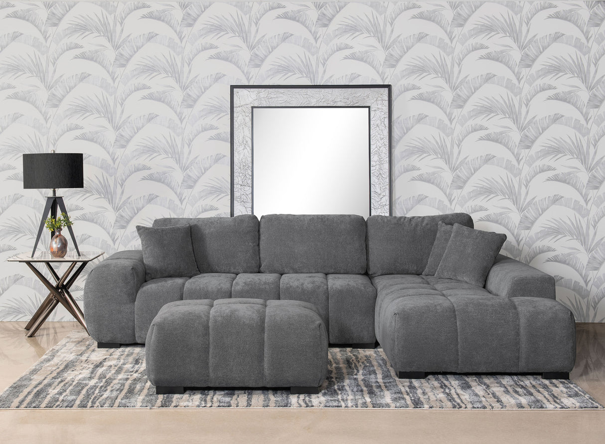 Octavia Upholstered Sectional Chaise Sofa in Charcoal Grey