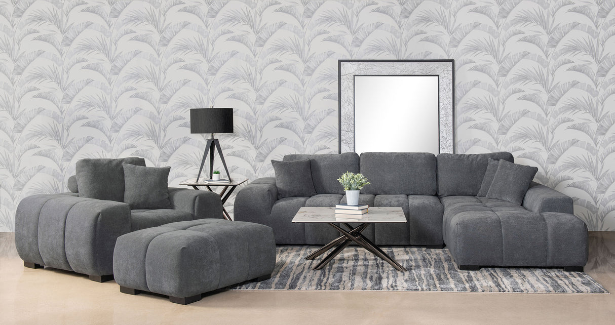 Octavia Upholstered Track Arm Accent Chair - Charcoal Grey