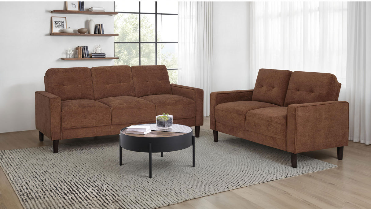 Bowen II 2-Piece Fabric Upholstered Track Arm Sofa Set, Rust