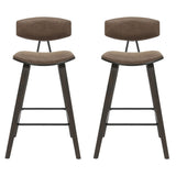 Fox - Counter Height Curved Back Wood Bar Stool With Faux Leather Seat