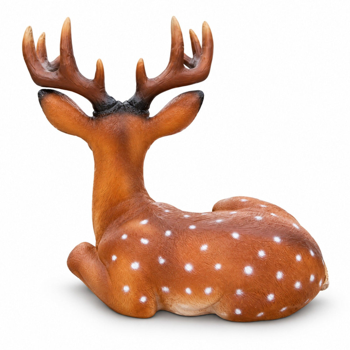 Lying Deer Garden Statue, Buck Sculpture With Detachable Antlers For Outdoor Decor - Brown