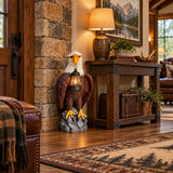 Solar Powered Bald Eagle Statue With Lantern, Outdoor Garden Decor - Black Brown