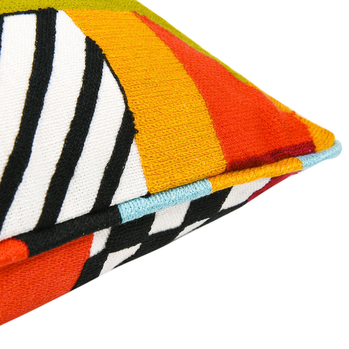 La Broderie - Square Embroidered Throw Pillow & Feather Down Insert - Colorpop Multicolored Embroidery - Throw Pillows - Alpine Outlets
