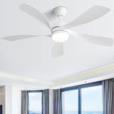 52" Ceiling Fan With 3 Color Dimmable LED Light, 5 Blades, Remote Control, Reversible DC Motor