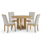 Darnell - Dining Table With Pedestal Base, Round Shape - Natural