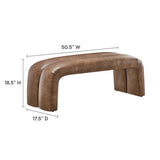51 Inch Vegan Leather Upholstered Accent Bench with Rounded Corners and Channel Seam - Benches available at Alpine Outlets in Denver