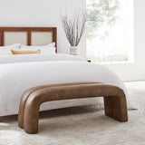 51 Inch Vegan Leather Upholstered Accent Bench with Rounded Corners and Channel Seam - Benches available at Alpine Outlets in Denver