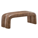 51 Inch Vegan Leather Upholstered Accent Bench with Rounded Corners and Channel Seam - Benches available at Alpine Outlets in Denver