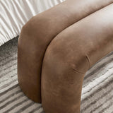 51 Inch Vegan Leather Upholstered Accent Bench with Rounded Corners and Channel Seam - Benches available at Alpine Outlets in Denver