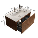 Etna - Striped Bathroom Vanity With Ceramic Sink, Wall Mounted Floating Bathroom Vanity For Modern Bathroom