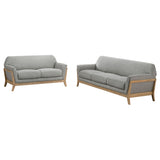 Vaughn 2-Piece Grey Fabric Sofa Set with Flared Arms
