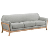 Vaughn Grey Fabric Upholstered Mid-Century Flared Arm Sofa