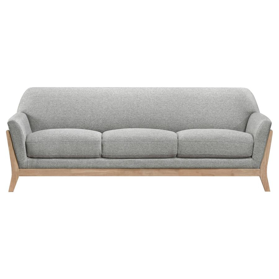 Vaughn Grey Fabric Upholstered Mid-Century Flared Arm Sofa