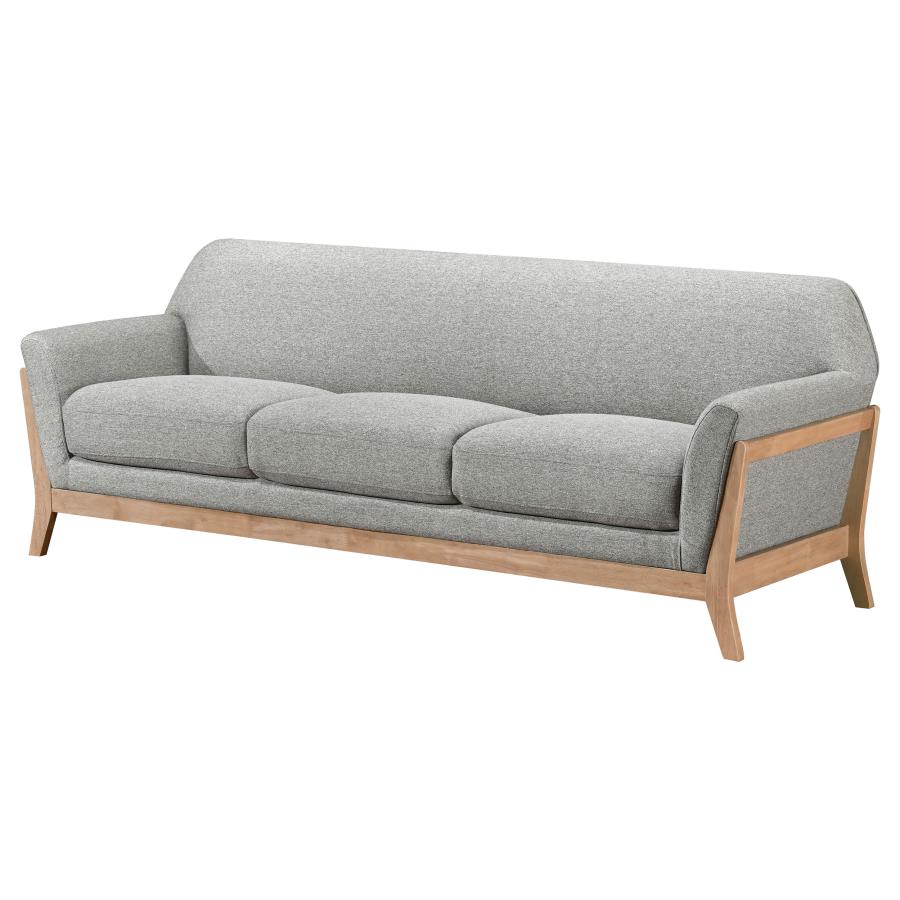 Vaughn Grey Fabric Upholstered Mid-Century Flared Arm Sofa