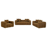 Lazaro Bronze Fabric Wide Channel Tufted Sofa