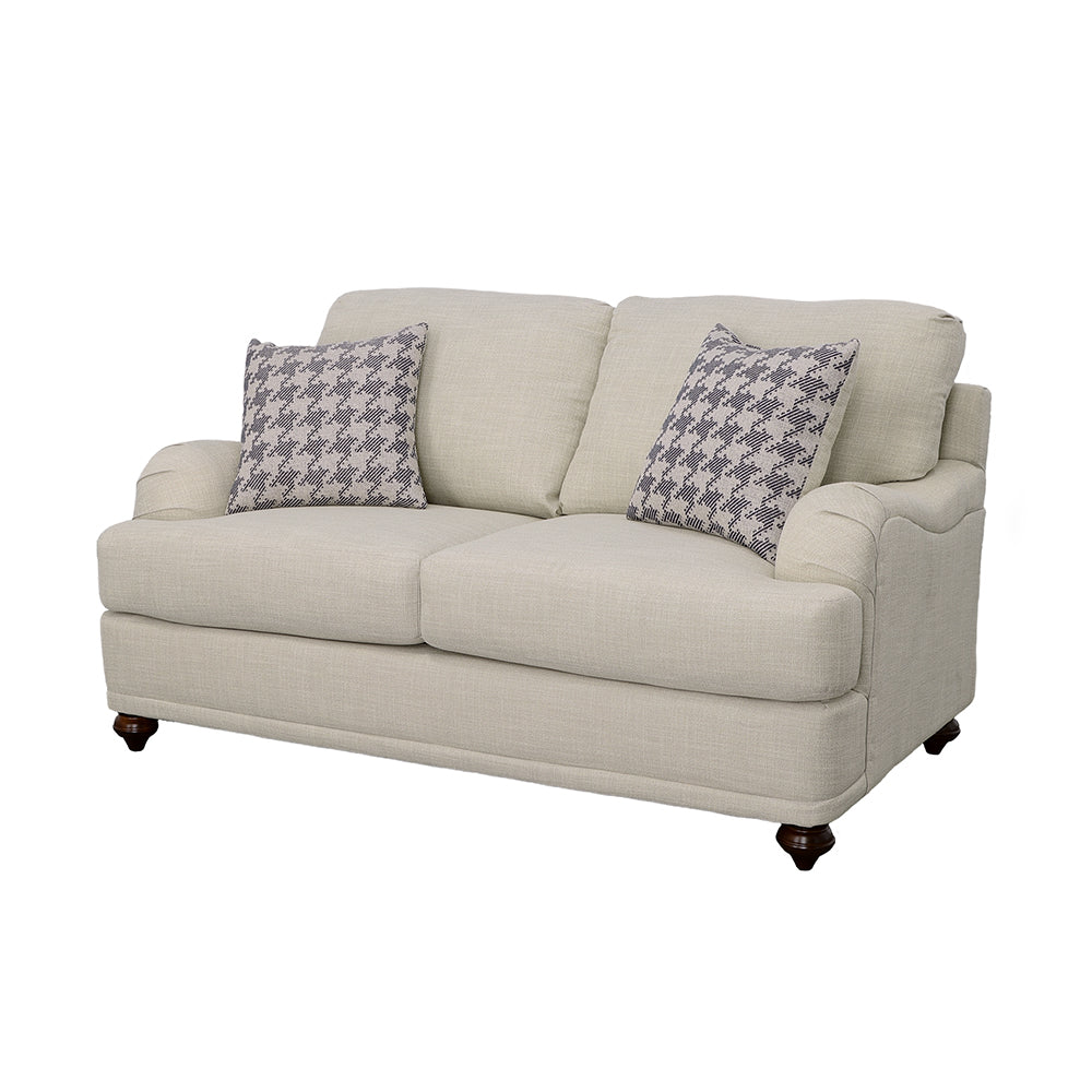 Glenn Upholstered English Arm Loveseat Light Grey Blue