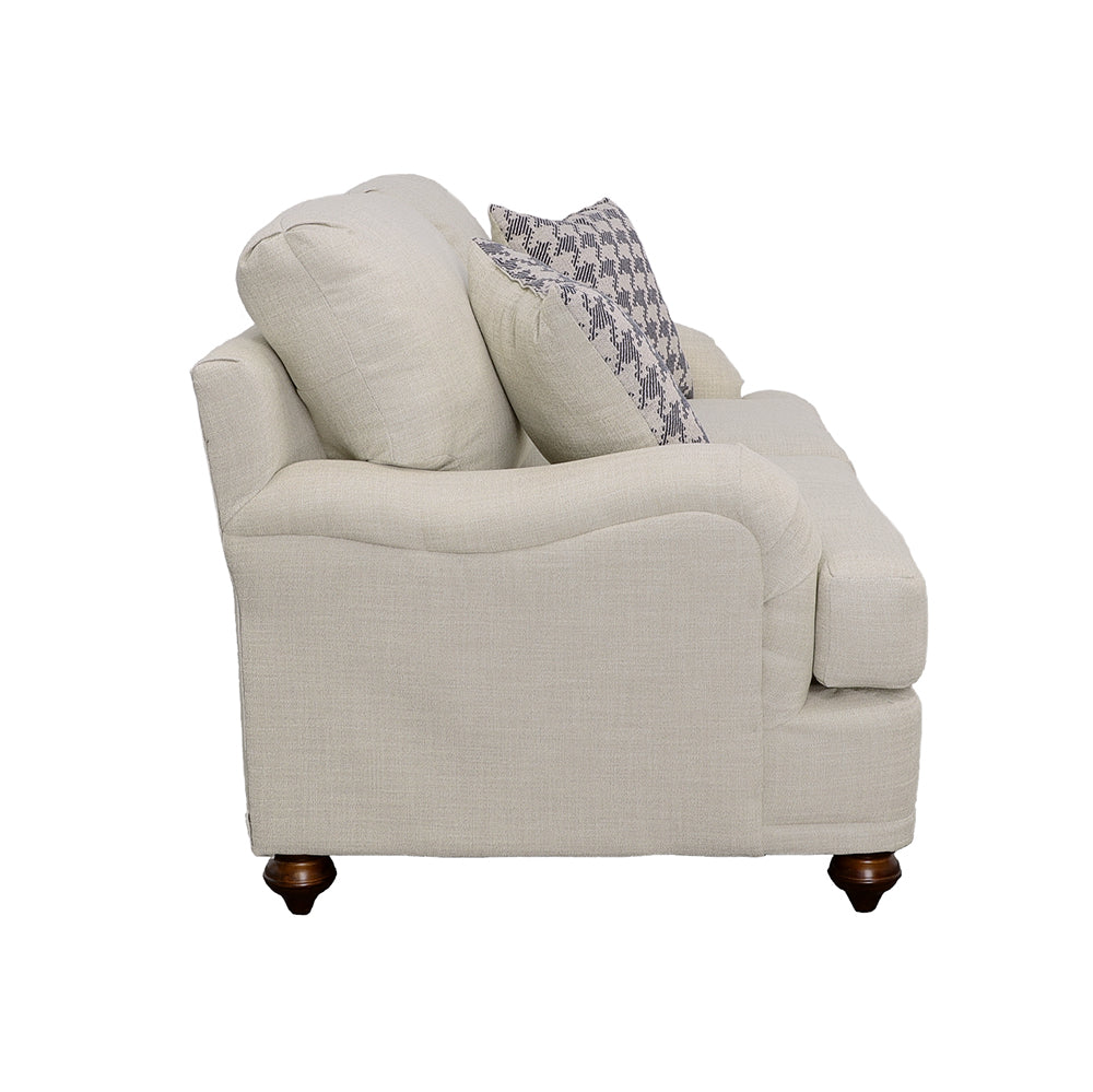 Glenn Upholstered English Arm Loveseat Light Grey Blue