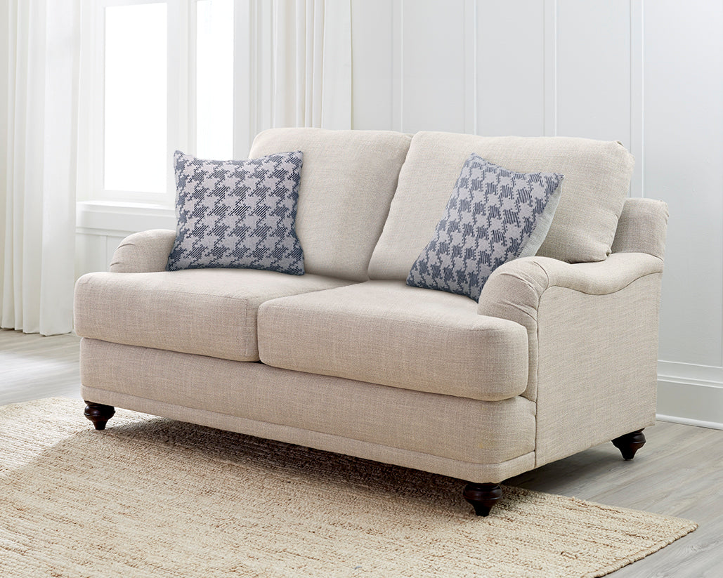 Glenn Upholstered English Arm Loveseat Light Grey Blue