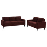 Ruth 2-Piece Fabric Track Arm Sofa Set Rust Red
