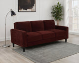 Ruth 77-Inch Fabric Upholstered Track Arm Sofa in Rust Red
