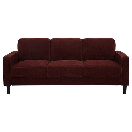 Ruth 77-Inch Fabric Upholstered Track Arm Sofa in Rust Red