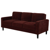 Ruth 77-Inch Fabric Upholstered Track Arm Sofa in Rust Red