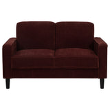 Ruth Fabric Upholstered Track Arm Loveseat in Rust Red