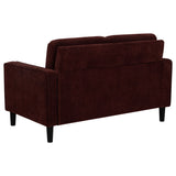 Ruth Fabric Upholstered Track Arm Loveseat in Rust Red