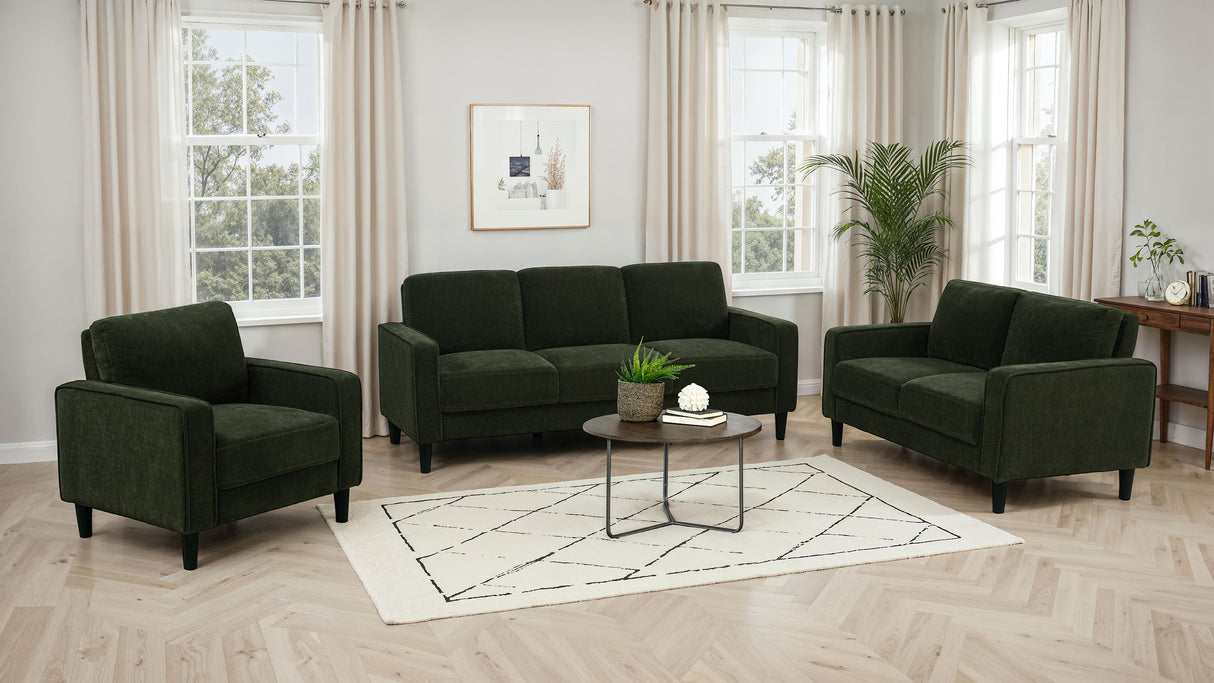 Ruth 77-Inch Fabric Upholstered Track Arm Sofa, Matcha Green