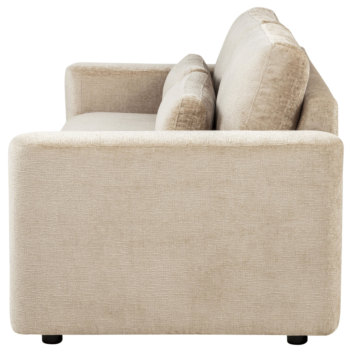 Amador Camel Chenille Track Arm Sofa with Lumbar Pillows