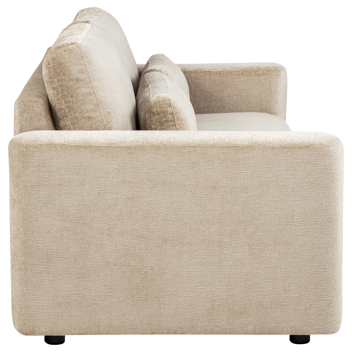 Amador Camel Chenille Track Arm Sofa with Lumbar Pillows