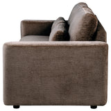 Amador Chocolate Chenille Track Arm Sofa with Lumbar Pillows