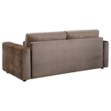 Amador Chocolate Chenille Track Arm Sofa with Lumbar Pillows