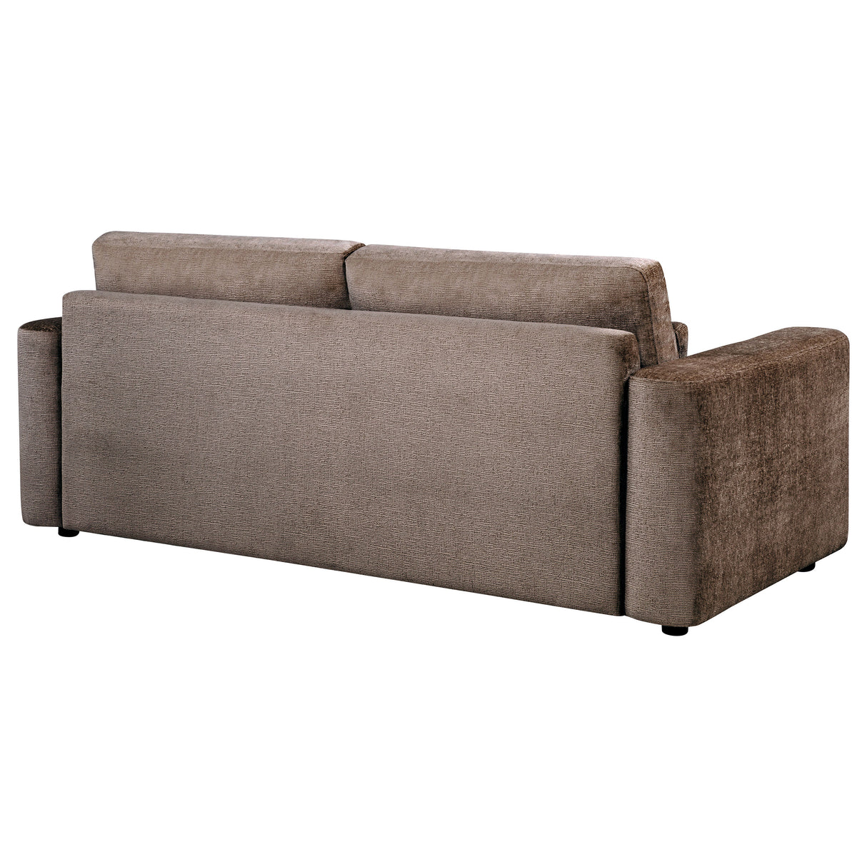 Amador Chocolate Chenille Track Arm Sofa with Lumbar Pillows