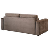 Amador Chocolate Chenille Track Arm Sofa with Lumbar Pillows