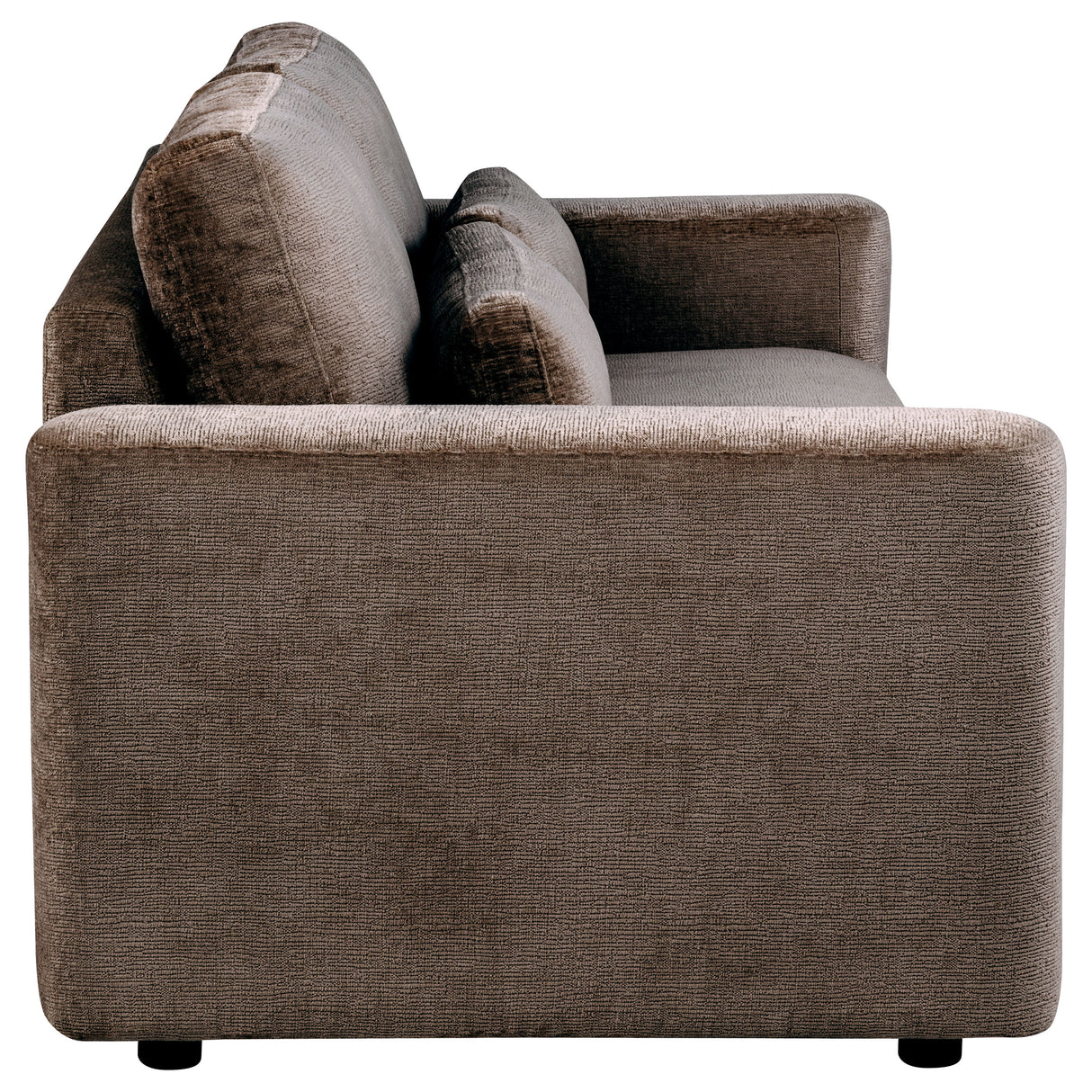 Amador Chocolate Chenille Track Arm Sofa with Lumbar Pillows