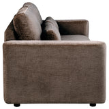 Amador Chocolate Chenille Track Arm Sofa with Lumbar Pillows