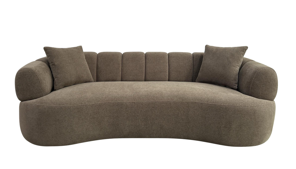 Brown Fabric Sofa with Pocket Coil Seat Cushions