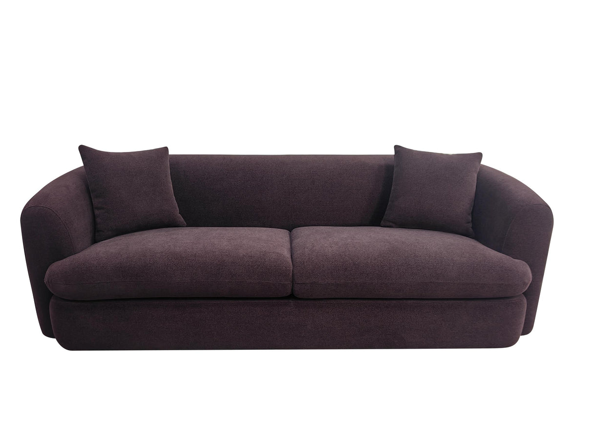 Aubergine Fabric Sofa with Reversible Cushions