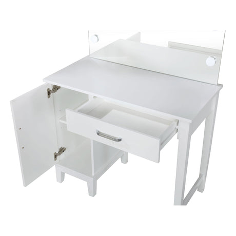 Elijah - Vanity Set With Lighting And Stool - White