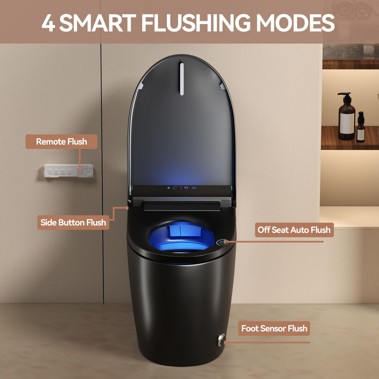 Smart Bidet Toilet With Auto Open / Close Seat