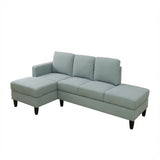 L - Shaped Sectional Sofa With Left Chaise & Ottoman - Pale Green
