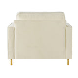 Accent Chair Upholstered Single Sofa With Square Arms, Sewn Pillow Back For Living Room