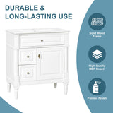 Modern Bathroom Vanity With Sink, Freestanding Cabinet With Flip Drawer & Adjustable Shelf