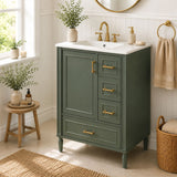 Modern Bathroom Vanity With Sink, Soft Close Doors, 3 Drawers