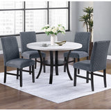 Elegant 5 Piece Dining Set Dark Chairs Top Table With Lower Shelf Kitchen Dining Room