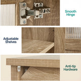 Buffet Cabinet With 4 Doors, Adjustable Shelves Handles - Natural